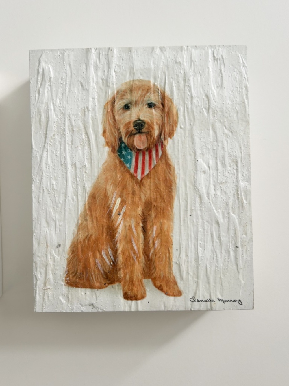 Golden Doodle - Home decor Patriotic Dog Wood Wall Block